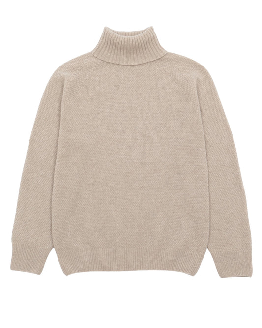 Høyhalset ullgenser i italiensk ull.