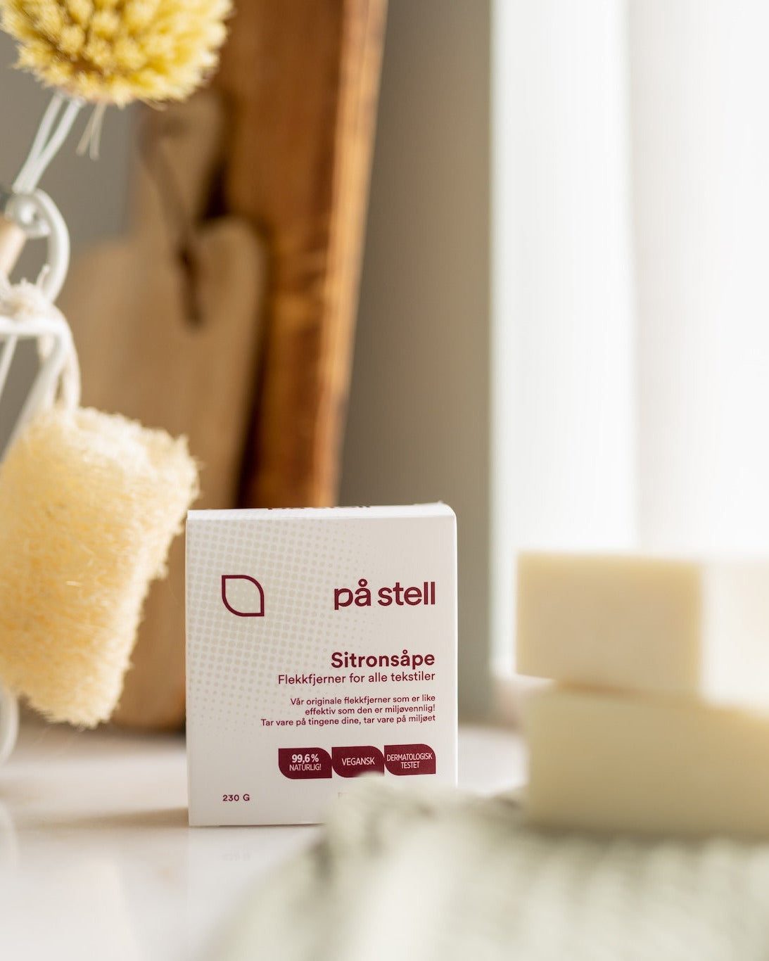 Naturlig såpe til flekkfjerning, skånsom for sensitiv hud.