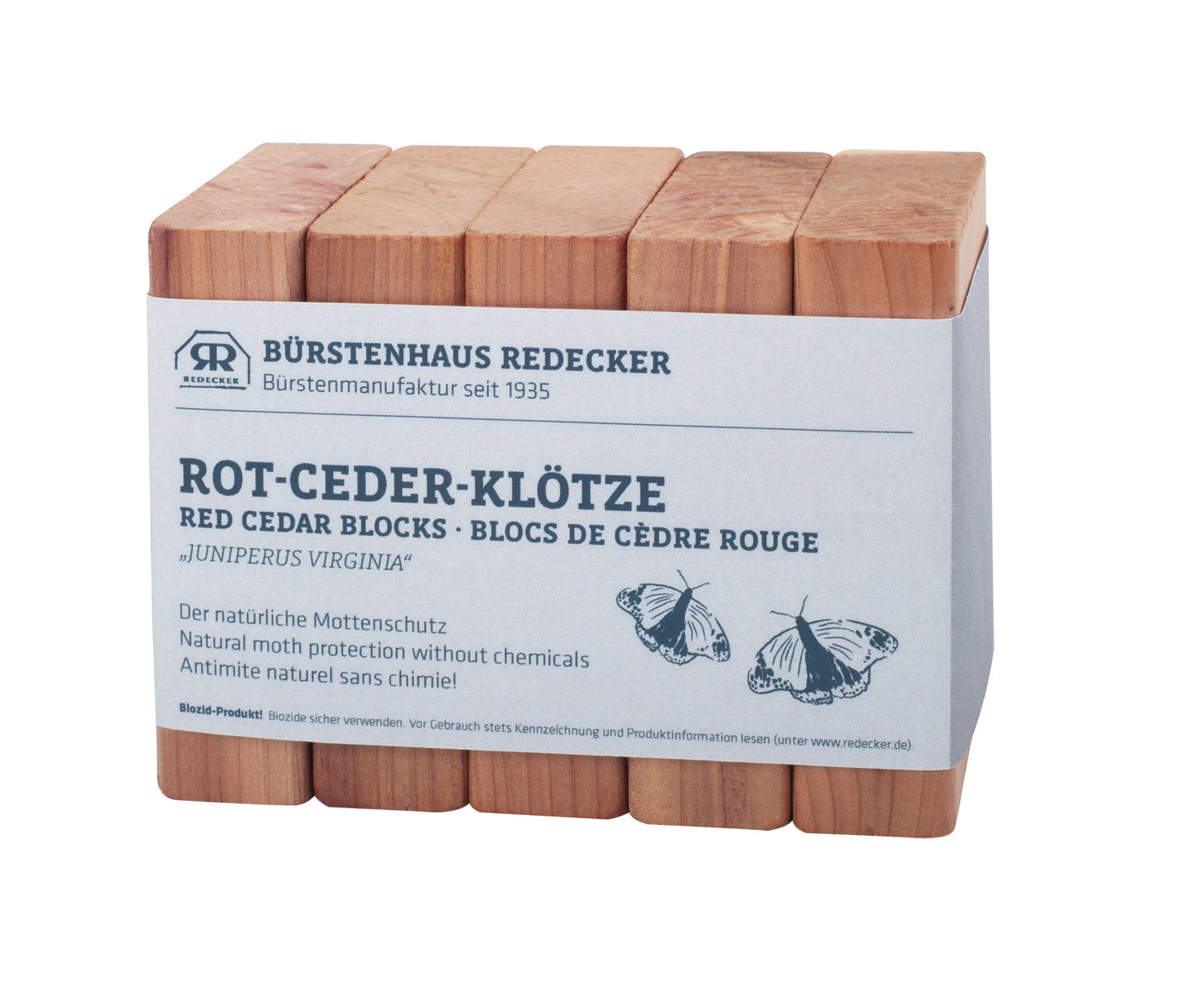 Klosser i naturlig sedertre mot møll.