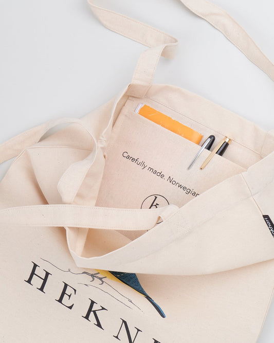 Slitesterk veske i bomull med lomme til mobil, nøkler, småting.