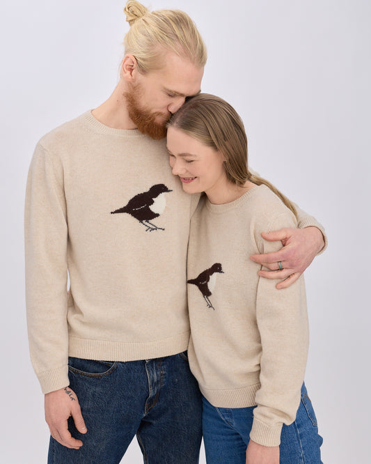 Genser med fuglemotiv til dame og herre