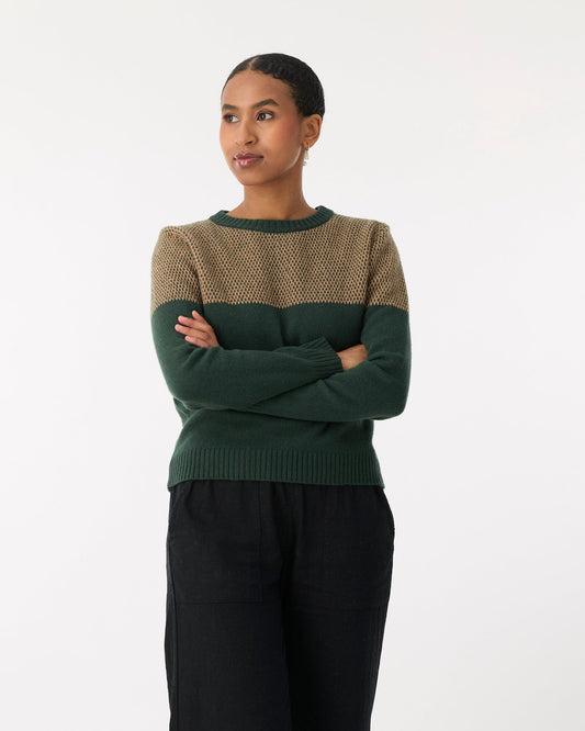 Grønn genser i kasjmir og ull